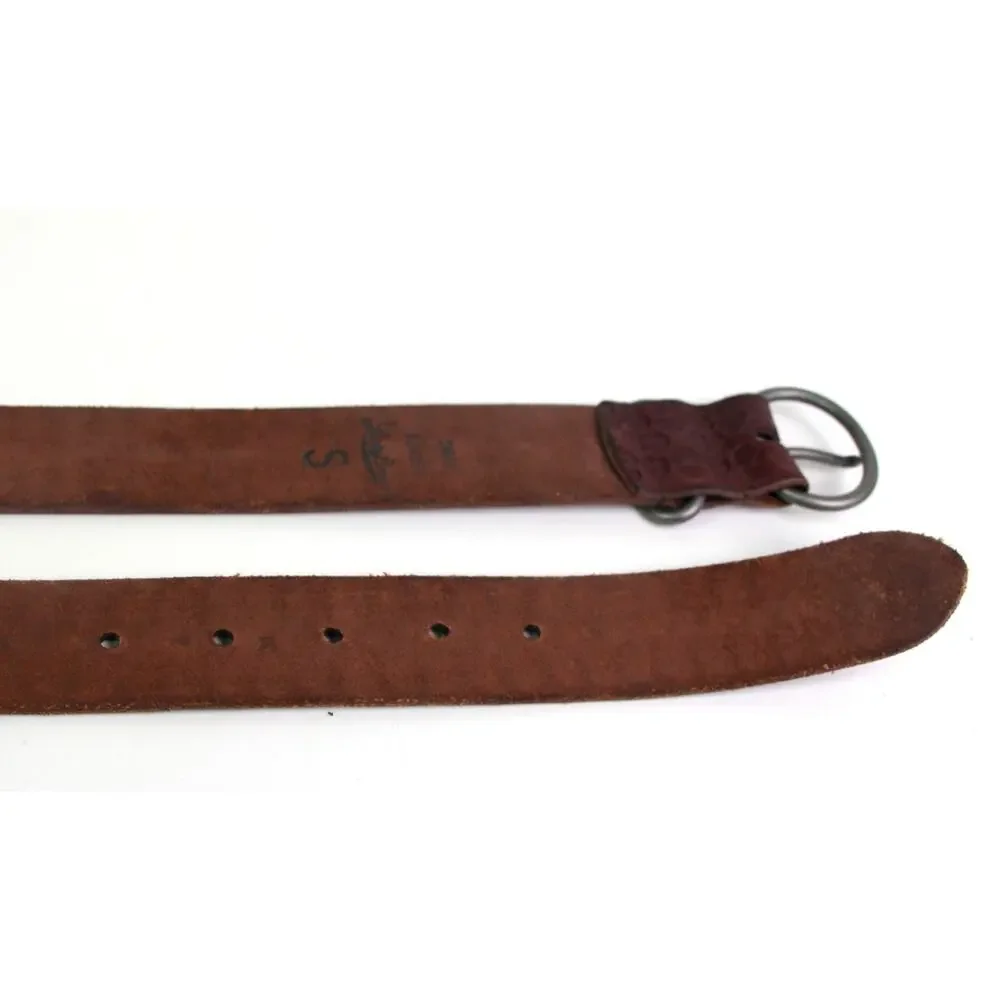 Lucky Brand TOOLED BROWN REAL LEATHER 1 3/8